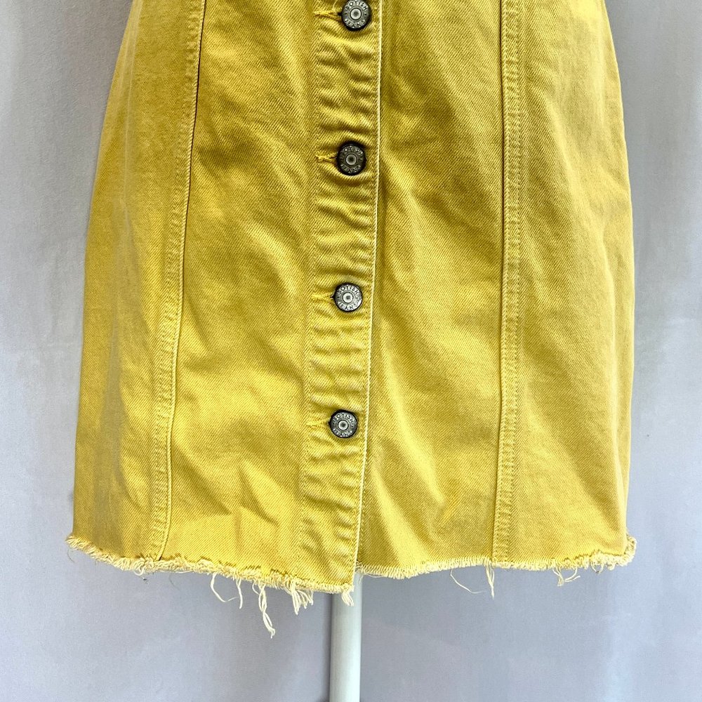 Boyish By Her Kennedy Yellow Denim Mini Skirt Overalls Dress Size Small - Picture 5 of 13